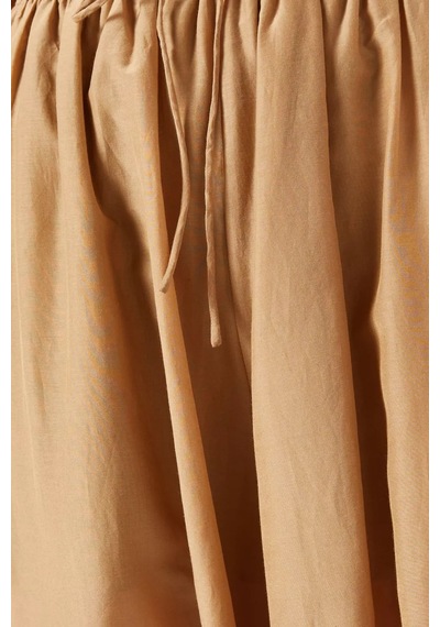 12storeez Cotton Silk Harem Pants, Hafif Ayarlanabilir Paçalı Yazlık Pantolon Bej