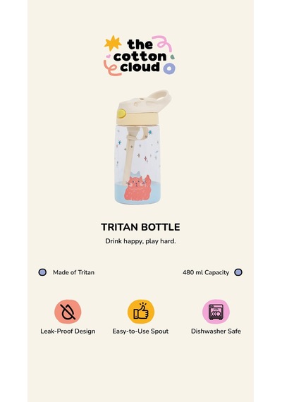 The Cotton Cloud - Meowful Cats 480ml Tritan Gizli Pipetli Suluk Çok Renkli