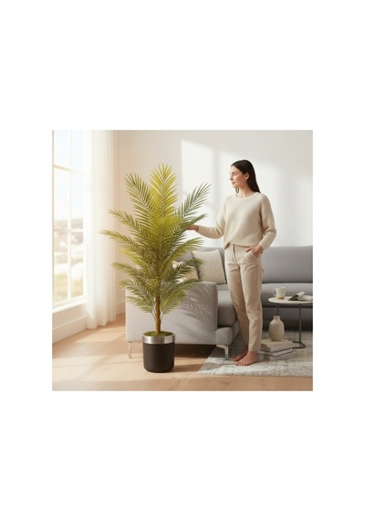 150 Cm Yapay Areka Siyah Gümüş 30x30 Dekoratif Ağaç