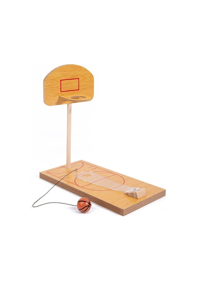 Mini Ahşap 28 CM Basketbol Potası - Eğitici ve Eğlenceli Hareketli Fırlatma Mekanizmalı Aile Oyunu