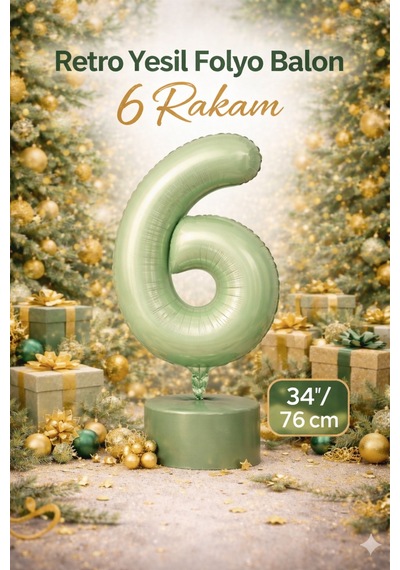 Yeşil 6 Rakam Folyo Balon 76cm Yeşil