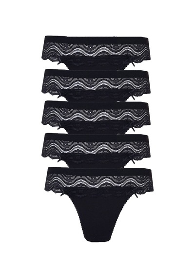 5Li Kadın Dantelli Bikini Külot Pamuklu Arkası Düz Kaliteli Fnd