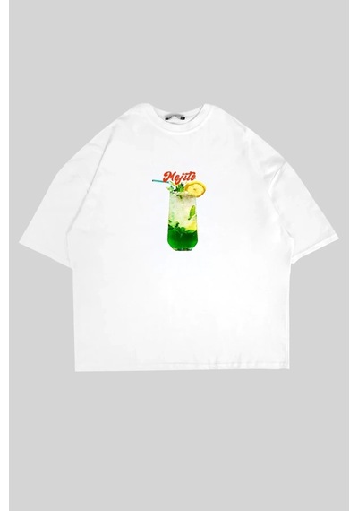 Startmore Mojito Baskılı Beyaz Oversize Unisex Beyaz