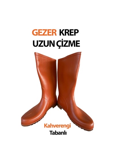 Gezer Krep Uzun Çizme Kahverengi Tabanlı