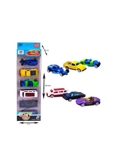 6 Adet Renkli Model Araba Seti - Erkek Çocuk İçin Eğitici Metal Yarış Arabaları 1:72 Çok Renkli