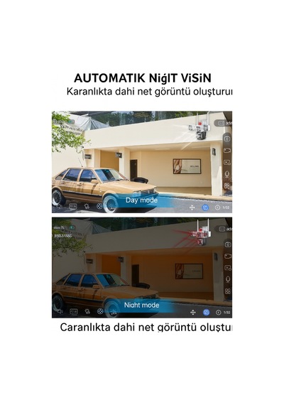 12mp Uc Lensli Cift Ekranli Guvenlik Kamerasi - Depo, Yazlik Ve Ev Icin Akilli Cozum Wifi'li Kamera 3 Kameralı