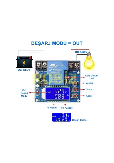 Xy-cd63l 30a Pil Şarj Deşarj Modülü Dc 6/60v Batarya Kurşun Asit Lion Lityum Akü Voltaj Koruyucu