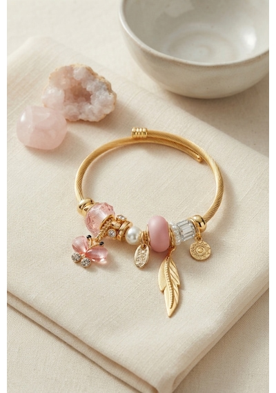 Pembe Model Charmlı Bileklik Tj-bb8737 Altın - Çok Renkli