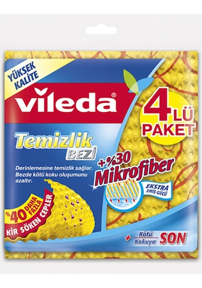 Vileda %30 Mikrofiber Novolon Temizlik Bezi 4'lü