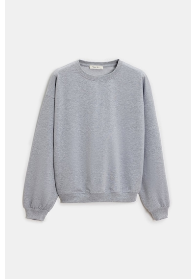 Sââde Kadın Oversize Bisiklet Yaka Basic Casual Sweatshirt Gri