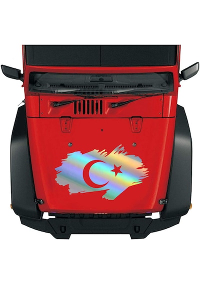 Ay Yıldız Sticker - Türk Bayrağı Sticker - Oto Araba Kaput Cam Karavan Motosiklet Araç Sticker - 00341 40x23 Cm