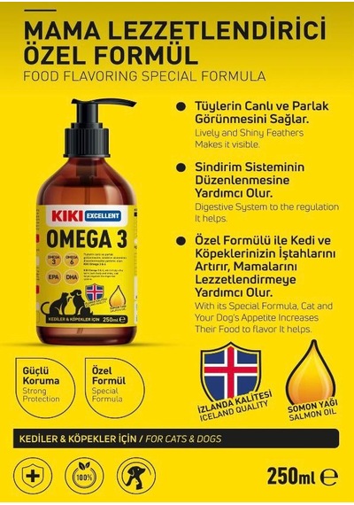 Kiki Excellent Omega 3 Kedi Ve Köpek İçin Balık Yağı 250 Ml