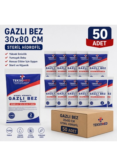 Teksomed 30x80 Steril Gazlı Bez 50 Adet