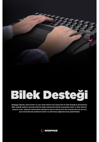 Ally K11 Mekanik Oyuncu Klavyesi, Red Switch, 12 Işık Modlu, Antighosting, Bilek Destekli, Siyah