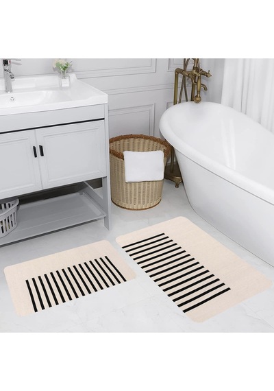 Rovigo Home Baskılı Kaymaz Taban 2 Li Banyo Paspas Takım Rvg5190-100X60-60X50 Çok Renkli