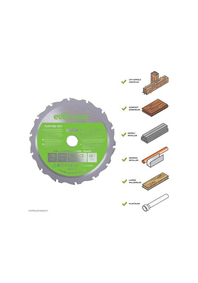 Evolution F185tct-16cs Çoklu Malzeme İçin Dairesel Testere Bıçağı, 185mm