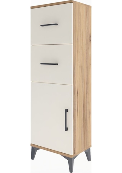 Arges Dolap Tek Raflı 2 Çekmeceli Tek Kapaklı 44x30x134 Çam-a... Çam