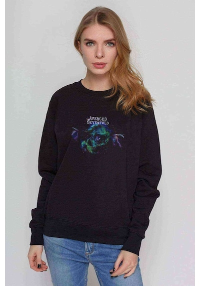 Avenged Sevenfold Baskılı Siyah Kadın Sweashirt (528419494)