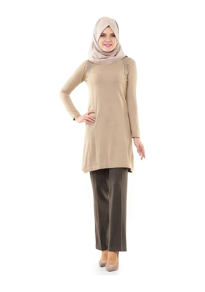 Soralline Kadın Büyük Beden Pantalon 1548 Kahverengi
