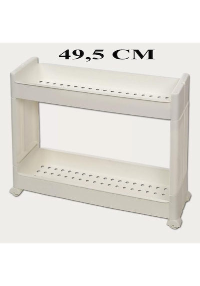 Slim Organizer 2 Katlı Plastik Banyo / Mutfak Düzenleyici Raf Beyaz 49,5 14 45 Cm Beyaz