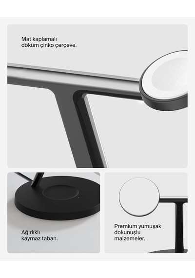 Belkin Boostcharge 3'ü 1 Arada Qi2 Şarj Cihazı, Magsafe Uyumlu Ka