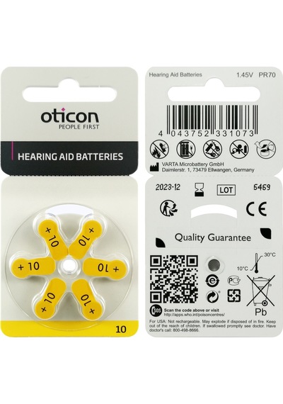 Oticon 10 Numara 1.45V İşitme Cihazı Pili 6 x 5'li
