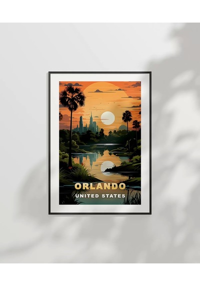 Çerçevesiz Poster Gölet Kenarında Gün Batımı