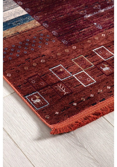 Artemis Halı Bella 06475a Bordo Terra Bohem Retro Tarz İpek Halı