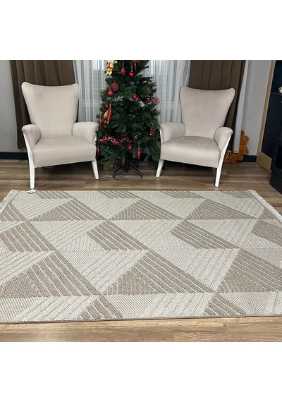 Hoom Rugs Vega S5505a Vizon Bej Hav Toz Vermez Hasır Dokuma Modern Makina Halısı Vizon Bej