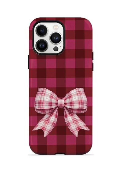 Velvoria Valestra Cherry Gingham Bow Apple iPhone Uyumlu 14 Pro Magsafe Koruma Kılıfı Valestra Magline - Cherry Gingham Bow