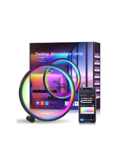 10 İnç Akıllı Rgb Müzik Ritimli Gece Lambası 25 Cm Alüminyum Halka Led Masa Lambası Çok Renkli