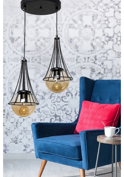 Begüsa Lapis 2.li Siyah Bal Camlı Avize