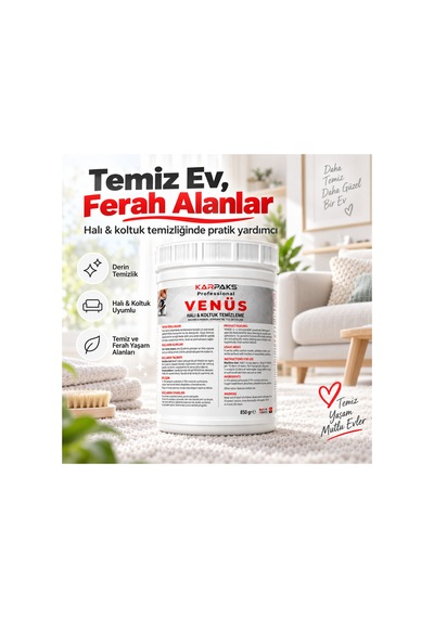 Professional Venüs Halı Ve Koltuk Tozu 850 Gr Ultra Konsantre Kalıcı Ferahlık Tüm Makinelerle Uyumlu Tekli