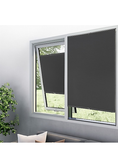 Perdema Kancalı/vidalı Honeycomb Plise %100 Karartma Cam Balkon Perdesi - Ofis Perdesi - Mutfak Perdesi Koyu Gri