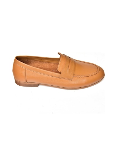 Fox Shoes S944007803 Taba Hakiki Deri Kadın Babet Taba
