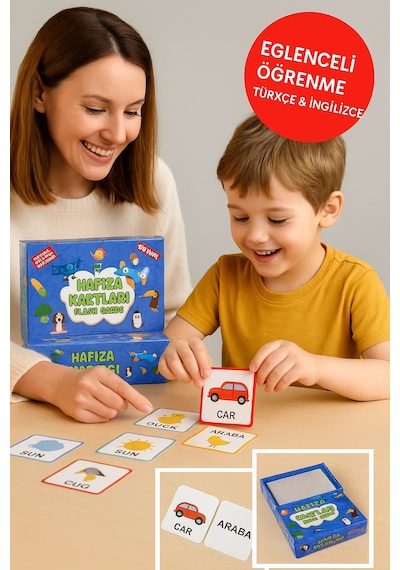 Hafıza Kartları Flash Cards 108 Parça Türkçe İngilizce Kelime Oyunu Zeka Ve Dikkat Gelişimi