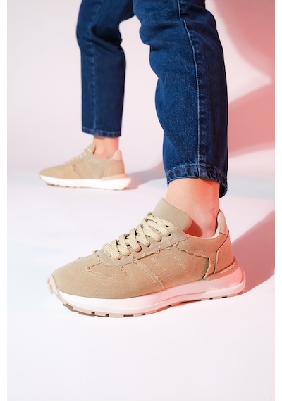 Luvishoes Rafael Bej Denim Kadın Spor Sneaker Bej