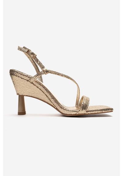 Luvishoes Jolene Altın Desenli Kadın Topuklu Ayakkabı
