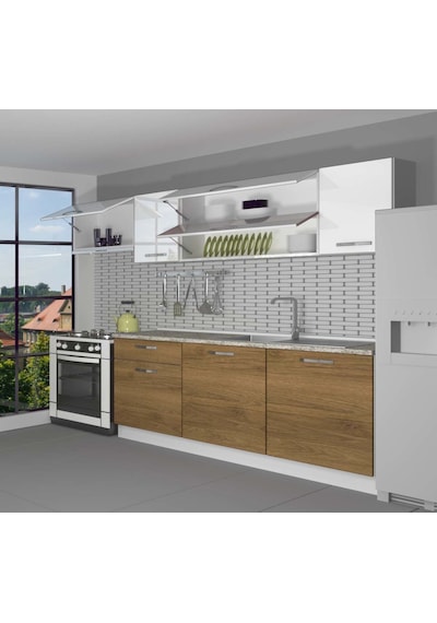 Decoraktiv Ekol 240 Mdf Hazır Mutfak Dolabı - Tezgah Dahil - Pera Beyaz Beyaz - Meşe Decoraktiv Ekol 240 Mdf Hazır Mutfak Dolabı - Tezgah Dahil - Pera Beyaz Beyaz - Meşe