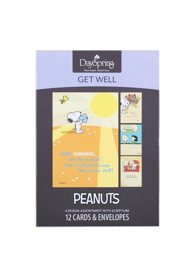 Dayspring Tebrik Kartları İyi Geçmiş Olsun, Ekru Renkli Zarflarla Kabartmalı, 12 Adet, Peanuts 77553