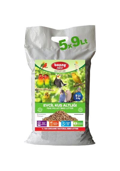 Tr Bonny Nice Kuş Kumu Kanarya Muhabbet Papağan Bülbül Kafes Altlığı 5 Kg 9 Lt 5 Adet