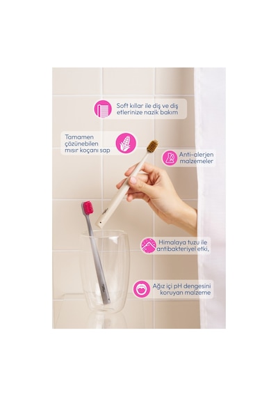 Probi White 2 Adet Himalaya Tuzlu Diş Fırçası + 2 Adet Spiral Uçlu Diş Fırçası - 4'lü Paket
