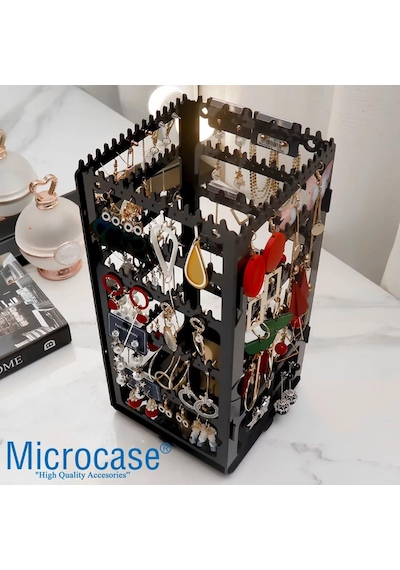 Microcase 360 Derece Döner Başlıklı Takı Aksesuar Organizer Standı Al5459 Şeffaf Çok Renkli