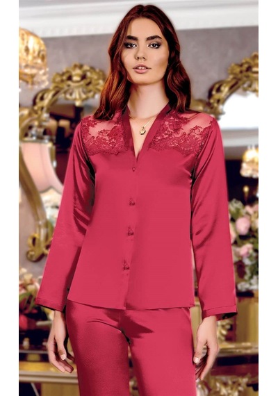 Jeremi 215 Saten 6'lı Set-bordo Bordo