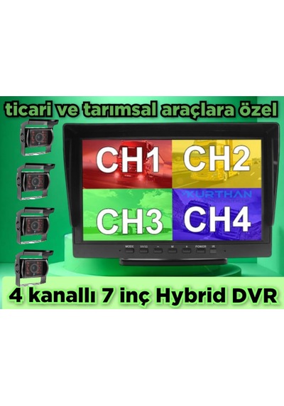 7 İnç Dvr Ekran 4 Adet Metal Kasa Ledli Kamera Seti 12 24 Volt