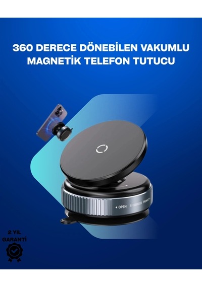 Hubrendy Tekno Güçlü Manyetik Tutuşlu 360 Döner Araç Telefon Tutucu Vakumlu Montajlı Diğer