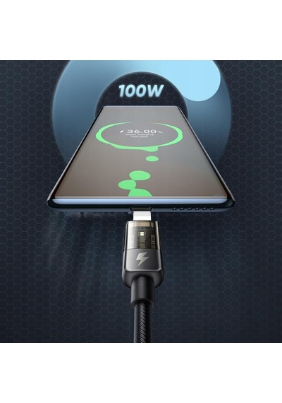 Ca-3150 Type-c 100w Power Off Süper Hızlı Data/şarj Kablo 1.2m-siyah Standart