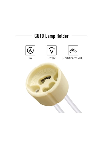 10 Adet Gu10 Duy 2a Led Halojen Lamba Duyu 0,75 Mm² Silikon Tel Seramik Duy Bağlantı Duyları 300 W Enerji Sınıfı A Beyaz