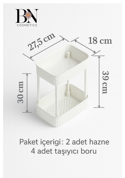 Modern 2 Katlı Mutfak Dolabı İçi Düzenleyici Raf Temizlik Ürünleri Organizeri Plastik 22 X 12 Beya Diğer