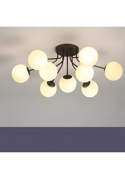 9 Camlı Modern Mutfak Yatak Odası Salon Avize 4139-m62-5y-br Siyah